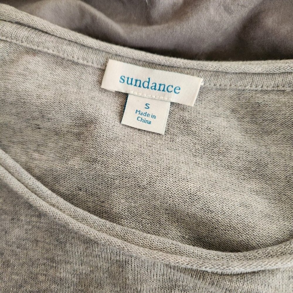 Sundance Contrast Gray Side tie Waist Cotton Wool Dress size S Minimalist - Picture 6 of 13